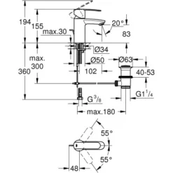 Grohe QuickFix Einhebelmischer-Waschbeckenarmatur Wave Cosmopolitan -Badezimmerprodukte Geschäft 1850858 4520 3 2042068