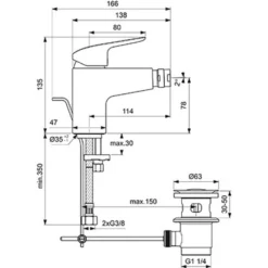 Ideal Standard Bidetarmatur Ceraflex Chrom -Badezimmerprodukte Geschäft 188358 3049 11