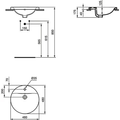 Ideal Standard Einbauwaschtisch Connect Ø 48 Cm 1 Hahnloch Mit Überlauf Weiß 2 Ideal Standard Einbauwaschtisch Connect Ø 48 Cm 1 Hahnloch Mit Überlauf Weiß – Bild 2
