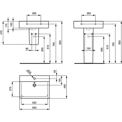 Ideal Standard Waschtisch Connect Cube 65 X 46 Cm 1 Hahnloch Mit Überlauf Weiß 3 Ideal Standard Waschtisch Connect Cube 65 X 46 Cm 1 Hahnloch Mit Überlauf Weiß – Bild 3