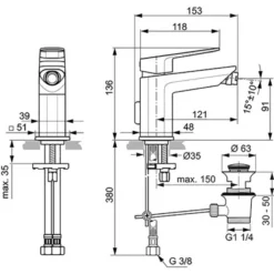 Ideal Standard Bidetarmatur Tonic II Chrom -Badezimmerprodukte Geschäft 188772 3049 6