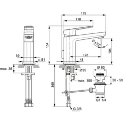 Ideal Standard Waschtischarmatur Tonic II Chrom -Badezimmerprodukte Geschäft 188777 3049 5