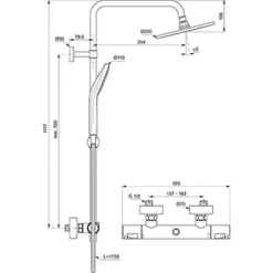 Ideal Standard Duschsystem Ceratherm T50 Aufputz Chrom -Badezimmerprodukte Geschäft 189280 3049 13