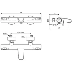 Ideal Standard Badethermostat Ceratherm T50 Aufputz Chrom -Badezimmerprodukte Geschäft 189337 3049 14