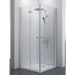 Breuer Eckeinstieg Drehfalttür Elana 8 Silber Matt Klarglas 90 X 90 Cm