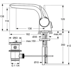 Ideal Standard Waschtischarmatur Melange Mit Kupfer-Rohre Chrom -Badezimmerprodukte Geschäft 260783 3049 6