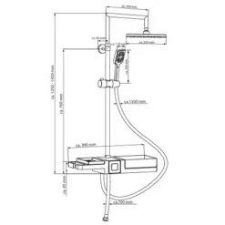 Schütte Überkopfbrause-Set Blueperl Chrome-Schwarz Mit Ablage -Badezimmerprodukte Geschäft 2in1chromschwarz Zeichnung