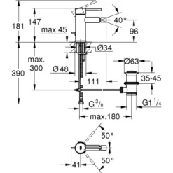 Grohe Essence Einhand-Bidet Batterie, 12,5mm (1/2") -Badezimmerprodukte Geschäft 4005176307171 4520 3