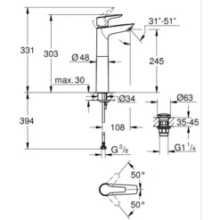 Grohe QuickFix Einhand-Bidetbatterie Start Alira Chrom -Badezimmerprodukte Geschäft 4005176768743 4520 VM 01