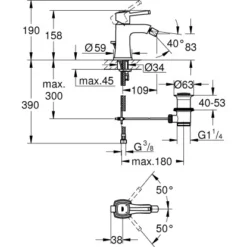 Grohe Einhand-Bidet Batterie Grandera 12,5 Mm (1/2") -Badezimmerprodukte Geschäft 4005176930652 4520 3