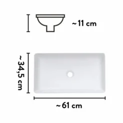 Baliv Aufsatzwaschbecken WBA-7090 61 Cm X 34,5 Cm -Badezimmerprodukte Geschäft 4007873411540 VM01 170621