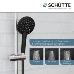 Schütte Überkopfbrause-Set Matao Rain Chrom-Schwarz Matt -Badezimmerprodukte Geschäft 4008431606262 2759 5