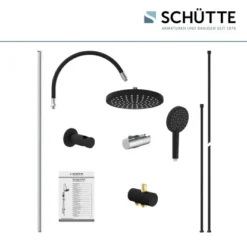 Schütte Überkopfbrause-Set Matao Rain Chrom-Schwarz Matt -Badezimmerprodukte Geschäft 4008431606262 2759 8