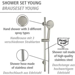 Wenko Brauseset Young 66 Cm Edelstahl -Badezimmerprodukte Geschäft 4008838404195 1068 AI 12