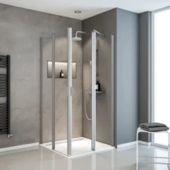 Schulte Eckeinstieg 4-teilig Sunny Alu-Natur Echtglas Klar Hell 180 Cm X 90 Cm