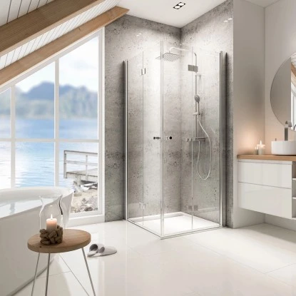 Schulte ExpressPlus Eckeinstieg Mit Drehfalttür Garant Chromoptik 200x80cm 1 Schulte ExpressPlus Eckeinstieg Mit Drehfalttür Garant Chromoptik 200x80cm