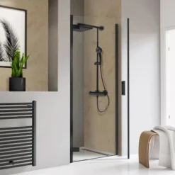 Schulte Drehtür Toura Nische Pendelbar Schwarz 200 X 80 Cm Klar Hell Anschlag L