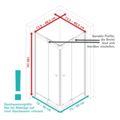 Schulte Eckeinstieg Mit Schiebetüren Sunny 180 Cm X 75-90 Cm Schwarz Klarglas -Badezimmerprodukte Geschäft 4060991070167 2053 VM 01 3