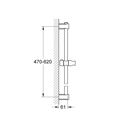Grohe QuickFix Duschstange Vitalio Universal 60 Cm Chrom 2 Grohe QuickFix Duschstange Vitalio Universal 60 Cm Chrom – Bild 2