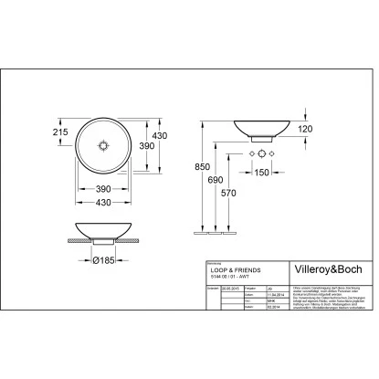 Villeroy & Boch Loop & Friends Aufsatzwaschbecken 43 Cm Star White Mit ÜL CPlus 2 Villeroy & Boch Loop & Friends Aufsatzwaschbecken 43 Cm Star White Mit ÜL CPlus – Bild 2