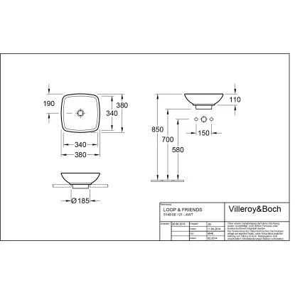 Villeroy & Boch Friends Aufsatzwaschbecken 38 Cm StarWhite Mit ÜL CPlus 2 Villeroy & Boch Friends Aufsatzwaschbecken 38 Cm StarWhite Mit ÜL CPlus – Bild 2