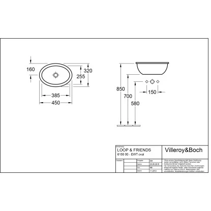Villeroy & Boch Loop & Friends Einbauwaschbecken 45 Cm Star White Mit ÜL CPlus 2 Villeroy & Boch Loop & Friends Einbauwaschbecken 45 Cm Star White Mit ÜL CPlus – Bild 2
