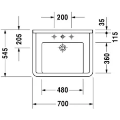 Duravit Handwaschbecken Starck 3 Vital 70 Cm Weiß 1 Hahnloch Mit Überlauf -Badezimmerprodukte Geschäft 500478 4123 duv d030970d