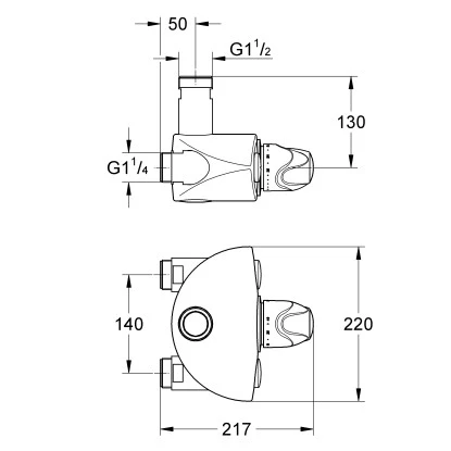 Grohe Thermostat-Brausebatterie Grohtherm XL Chrom DN 25 2 Grohe Thermostat-Brausebatterie Grohtherm XL Chrom DN 25 – Bild 2