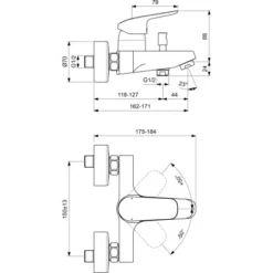 Ideal Standard Badearmatur Ceraflex Aufputz Chrom -Badezimmerprodukte Geschäft 539357 3049 7