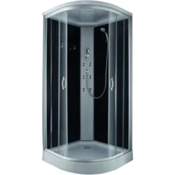 Komplettdusche Mit Schiebetür Schwarz 215 Cm X 90 Cm X 90 Cm