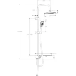 Schütte Überkopf-Brauseset Aquastar Umsteller Seitlich Chrom-Anthrazit -Badezimmerprodukte Geschäft 59 4008431605111 Zeichnung