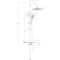 Schütte Überkopf-Brauseset Aquastar Verstellbar Chrom-Anthrazit -Badezimmerprodukte Geschäft 59 4008431605210 Zeichnung