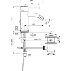 Ideal Standard Bidetarmatur Ceraline Chrom -Badezimmerprodukte Geschäft 611288 3049 7