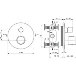 Ideal Standard Einzelthermostat Ceratherm T100 Unterputz Chrom -Badezimmerprodukte Geschäft 611681 3049 3