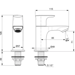 Ideal Standard Standventil Connect Air Silver Storm -Badezimmerprodukte Geschäft 612125 3049 4
