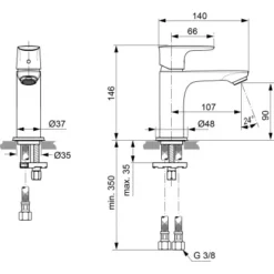 Ideal Standard Waschtischarmatur Connect Air Slim O. Ablaufg. Magnetic Grey 7 Ideal Standard Waschtischarmatur Connect Air Slim O. Ablaufg. Magnetic Grey -Badezimmerprodukte Geschäft 612418 3049 4