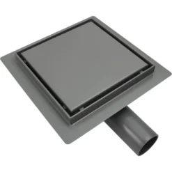 VerosanPro Duschrinne-Bodenablauf Nakia Quadratisch Matt Hellgrau 15 Cm X 15 Cm