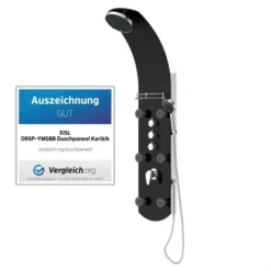 Eisl Duschpaneel Karibik 3 In 1 Mit Regendusche Sechs Massagedüsen Schwarz