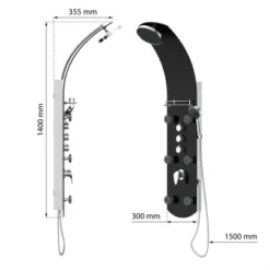 Eisl Duschpaneel Karibik 3 In 1 Mit Regendusche Sechs Massagedüsen Schwarz -Badezimmerprodukte Geschäft 7663602 2759 3