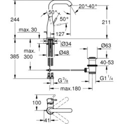 Grohe Einhand-Waschtischbatterie Essence L-Size Hard Graphite Gebürstet -Badezimmerprodukte Geschäft 792940 4520 3