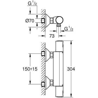Grohe QuickFix Thermostat-Duschbatterie Precision Start Chrom 3 Grohe QuickFix Thermostat-Duschbatterie Precision Start Chrom – Bild 3