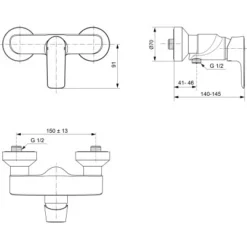 Ideal Standard Brausearmatur Connect Air AP Chrom -Badezimmerprodukte Geschäft 817425 3049 4
