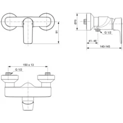 Ideal Standard Brausearmatur Connect Air AP Chrom -Badezimmerprodukte Geschäft 817425 4650 4