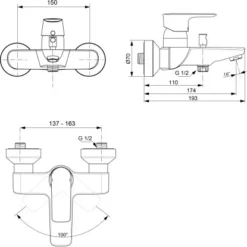 Ideal Standard Badearmatur Connect Air AP Chrom -Badezimmerprodukte Geschäft 817426 3049 5