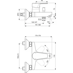 Ideal Standard Badearmatur Esla Aufputz Chrom -Badezimmerprodukte Geschäft 817434 3049 3