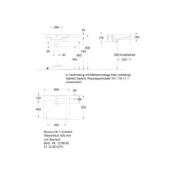 Geberit Renova Waschbecken Comfort Barrierefrei 60 Cm Mit HL Und ÜL KeraTect -Badezimmerprodukte Geschäft 8237 print masszeichnung 5