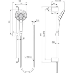 Ideal Standard Kombi. Idealrain Evo Jet 60 Cm + 3-Funktionshandbrause Ø 125 Cm -Badezimmerprodukte Geschäft 876705 3049 4