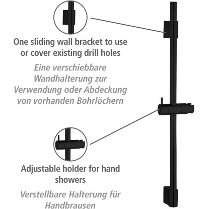 Wenko Duschstange Classic Schwarz 70 Cm 2 Wenko Duschstange Classic Schwarz 70 Cm – Bild 2