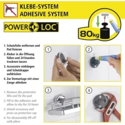 Wenko Power-Loc Duschstange Chrom Befestigen Ohne Bohren -Badezimmerprodukte Geschäft 903304 1068 06