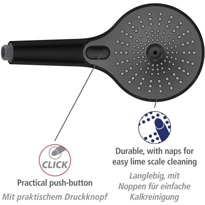 Wenko Duschkopf Ultimate Shower Schwarz/Grau Ø 13 Cm 3 Wenko Duschkopf Ultimate Shower Schwarz/Grau Ø 13 Cm – Bild 3